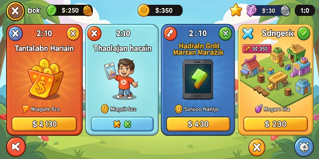 Lingkungan permainan yang kaya dan penuh warna.